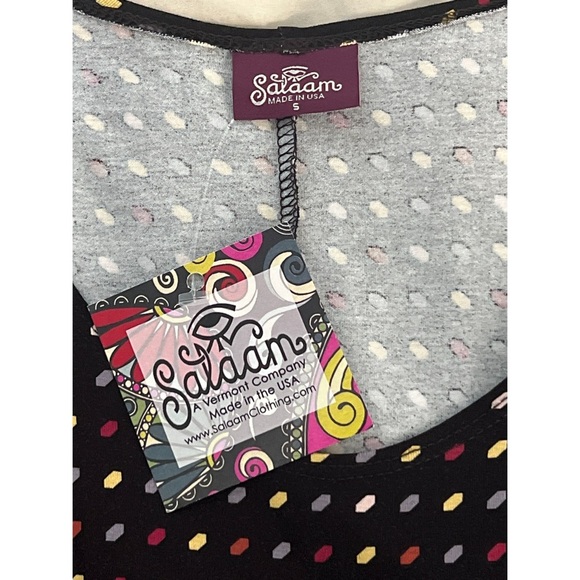 Salaam Dress Women’s Small Black Multi Polka Dot Scoop Neck 3/4 Sleeves - Picture 10 of 12